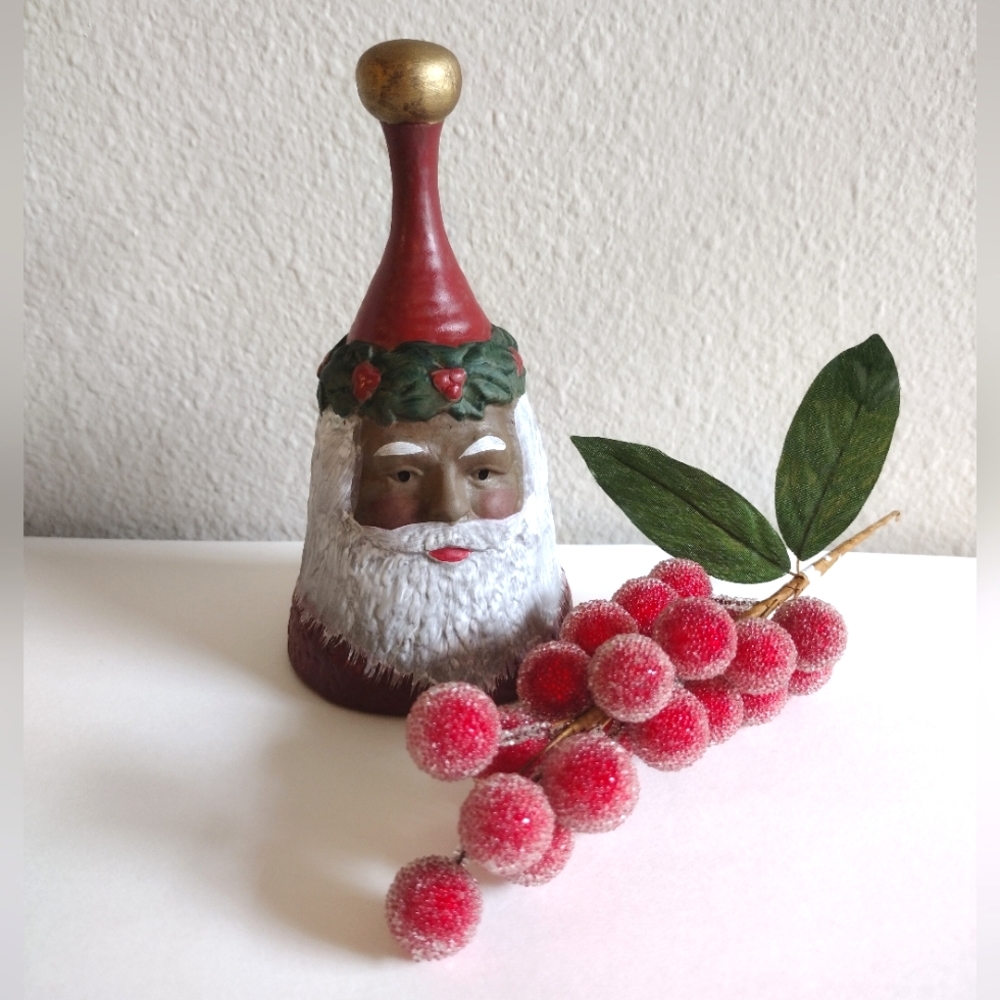 Vintage Ceramic Santa Claus Christmas Hand Bell Retro Christmas Decor